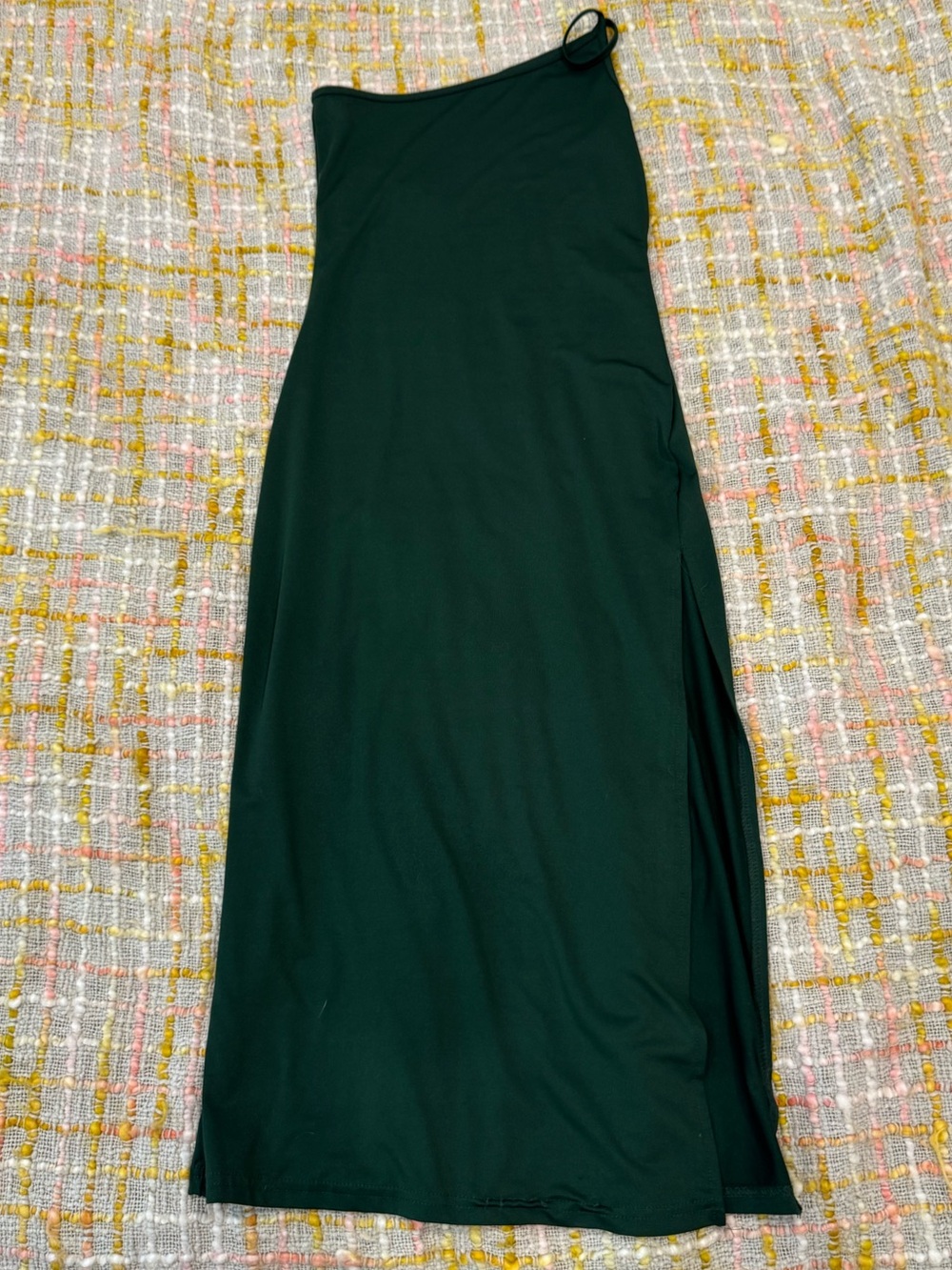 SHEIN Forest Green One-Shoulder Maxi Dress